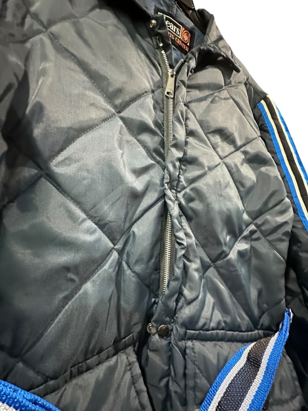 Vintage Sears Sports Center Snowsuit Navy Quilted Ski Suit Belted Retro - Picture 4 of 12